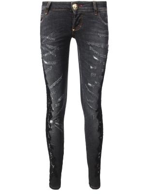 Джинсы с кружевными вставками Philipp Plein Джинсы Philipp Plein
