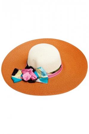 Шляпа  - Белый, коричневый, розовый цвет