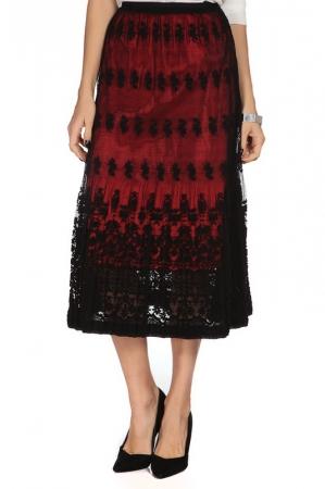 Юбка  - Черный, красный цвет
