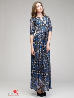 Платье  - серый, синий цвет