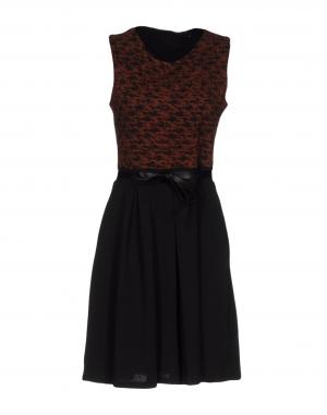 Короткое платье  - Белый,Коричневый цвет