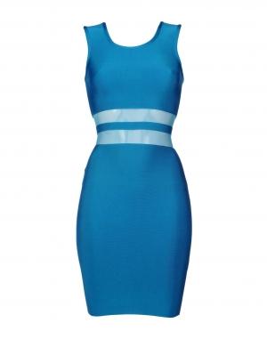 Короткое платье  - Оранжевый,Голубой цвет