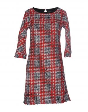 Короткое платье  - Серый,Красный цвет