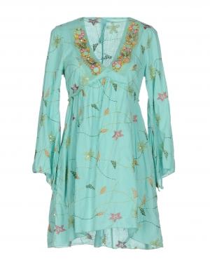 Короткое платье  - Белый,Зеленый цвет