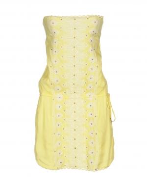 Короткое платье  - Белый,Желтый цвет