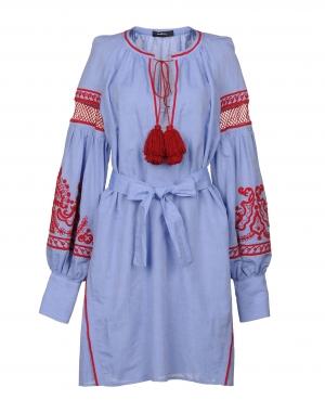 Короткое платье  - Желтый,Голубой цвет