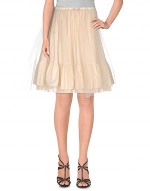 Юбка до колена  - Серый,Белый цвет