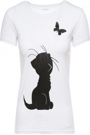 Футболка  - белый, черный цвет