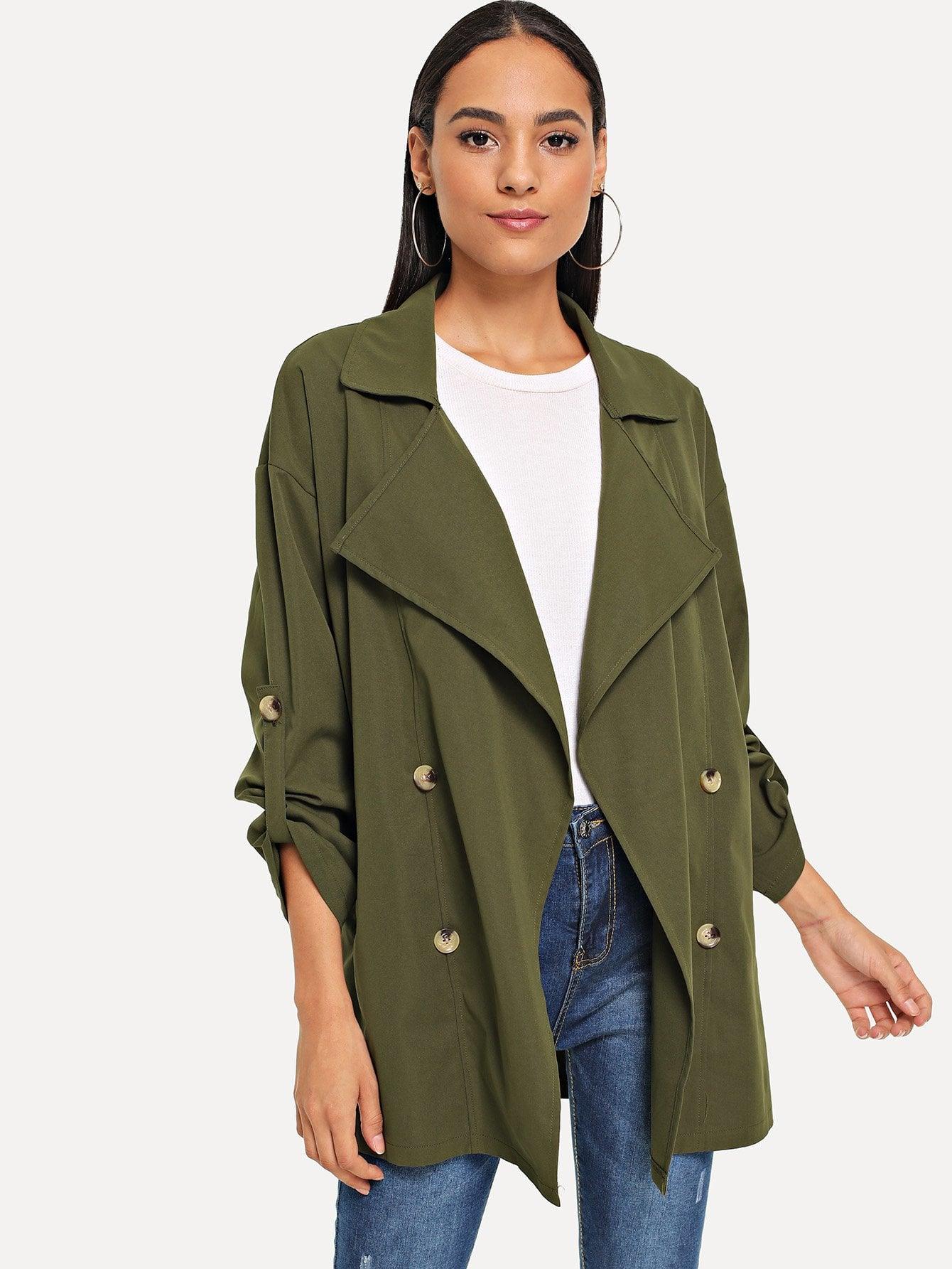 Свитшот худи с вырезами Пальто SheIn