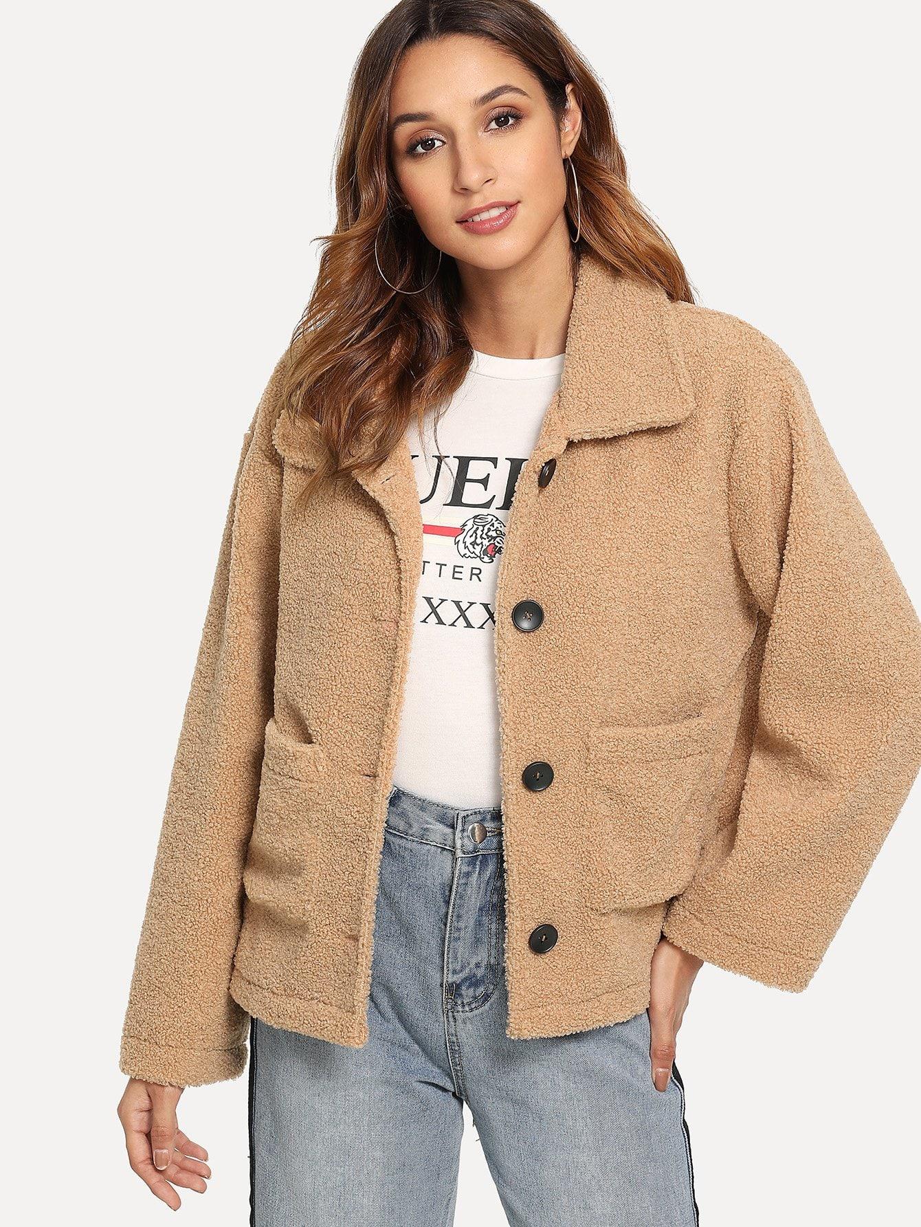 Комбинезон с широкими рукавами в полоску и цветочек Пальто SheIn