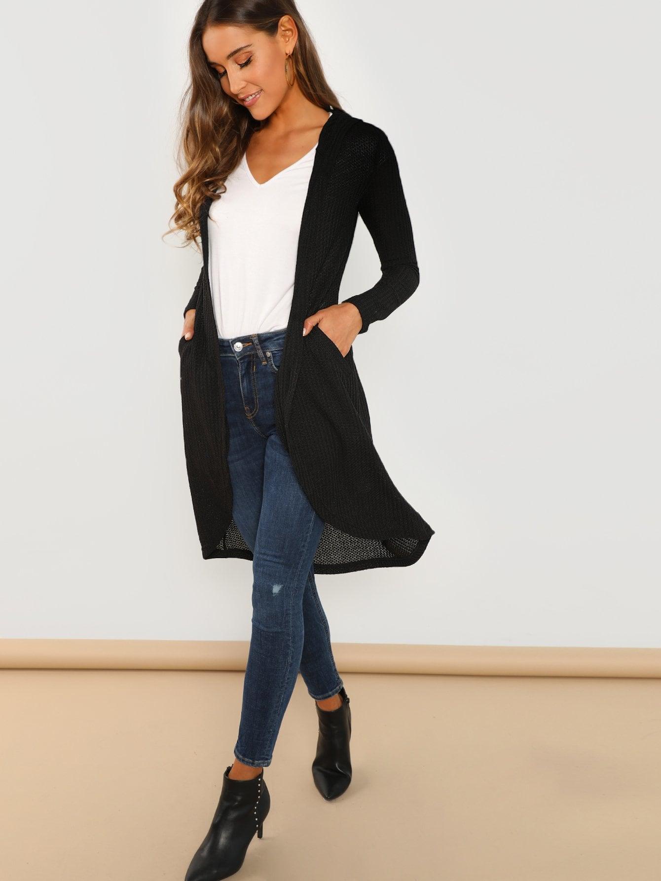 Ruffle Trim Belted Polka Dot Dress Пальто SheIn