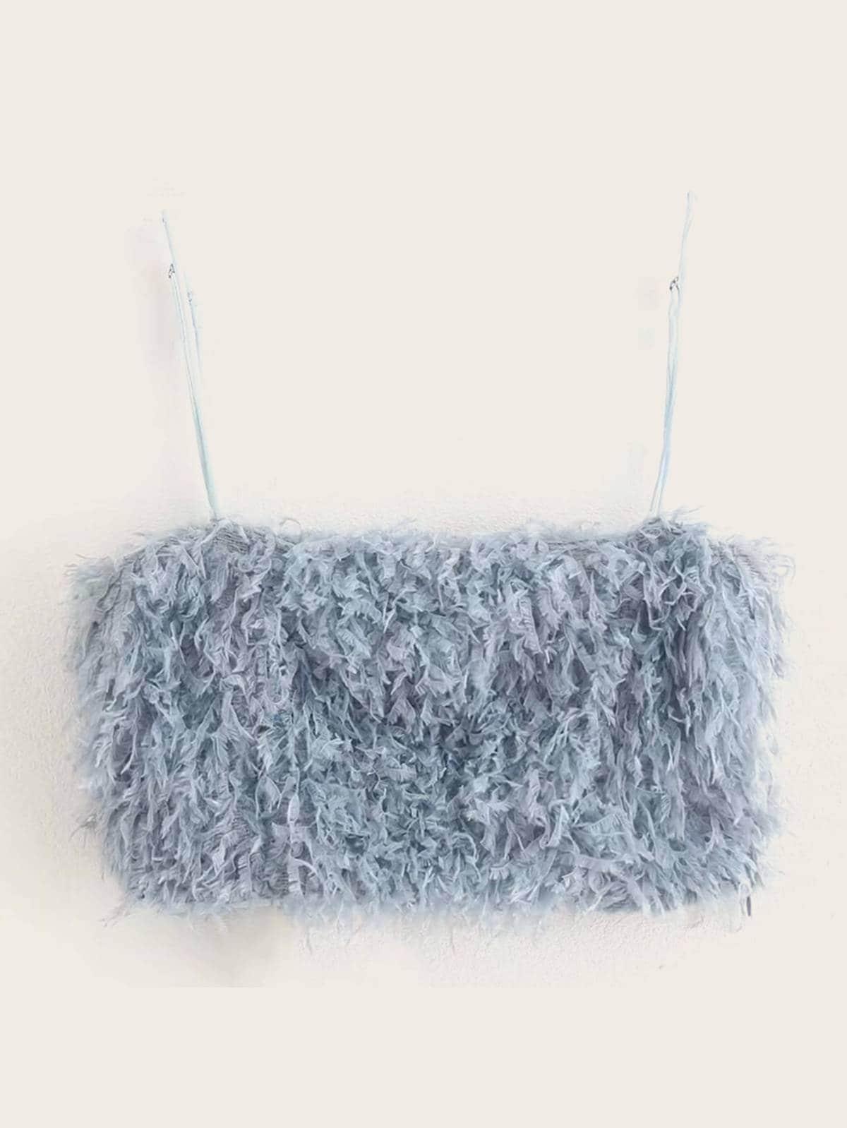 Короткая майка с искусственными перьями Топ SheIn