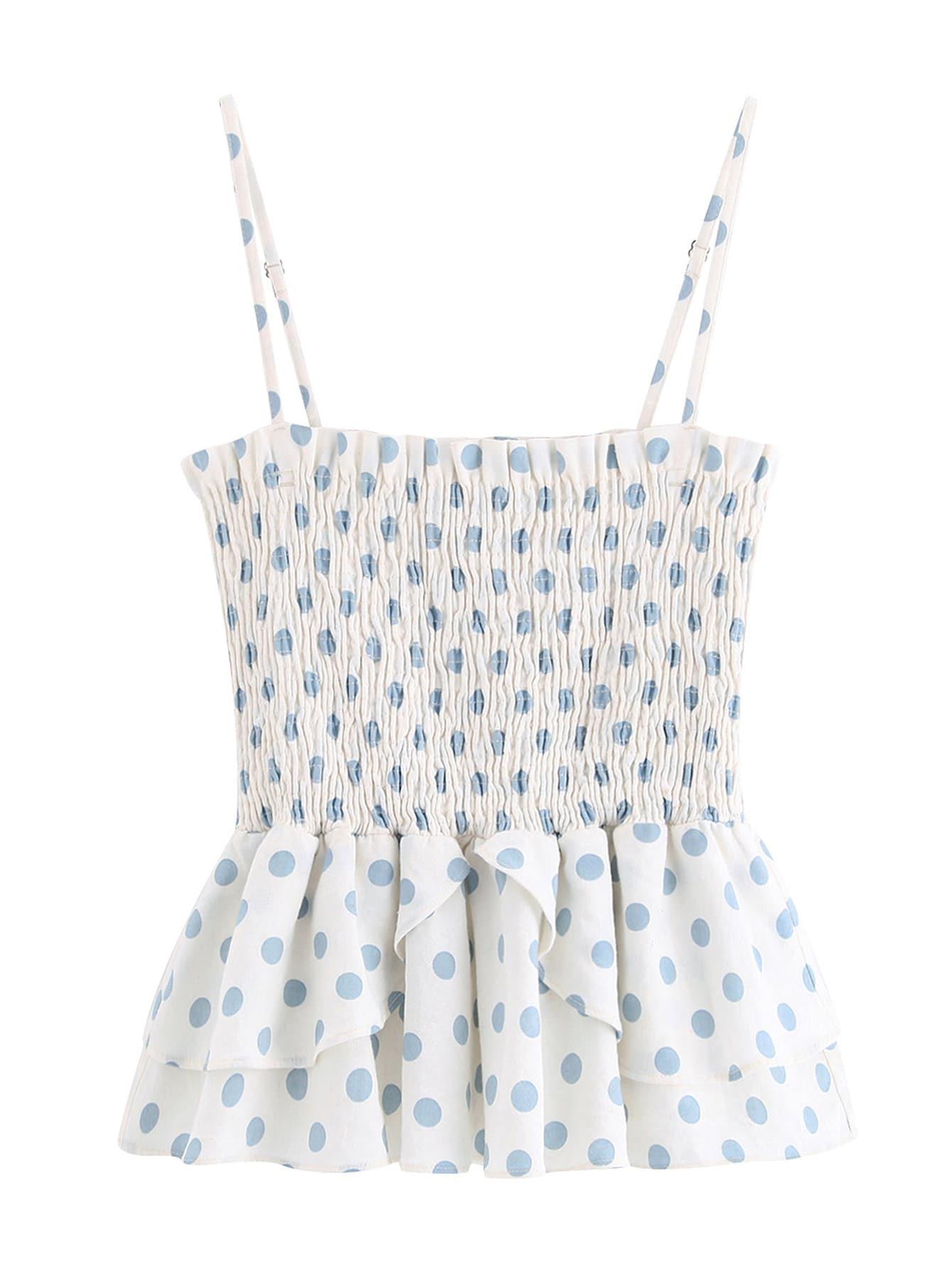 Топ на бретелях в горошек Топ SheIn