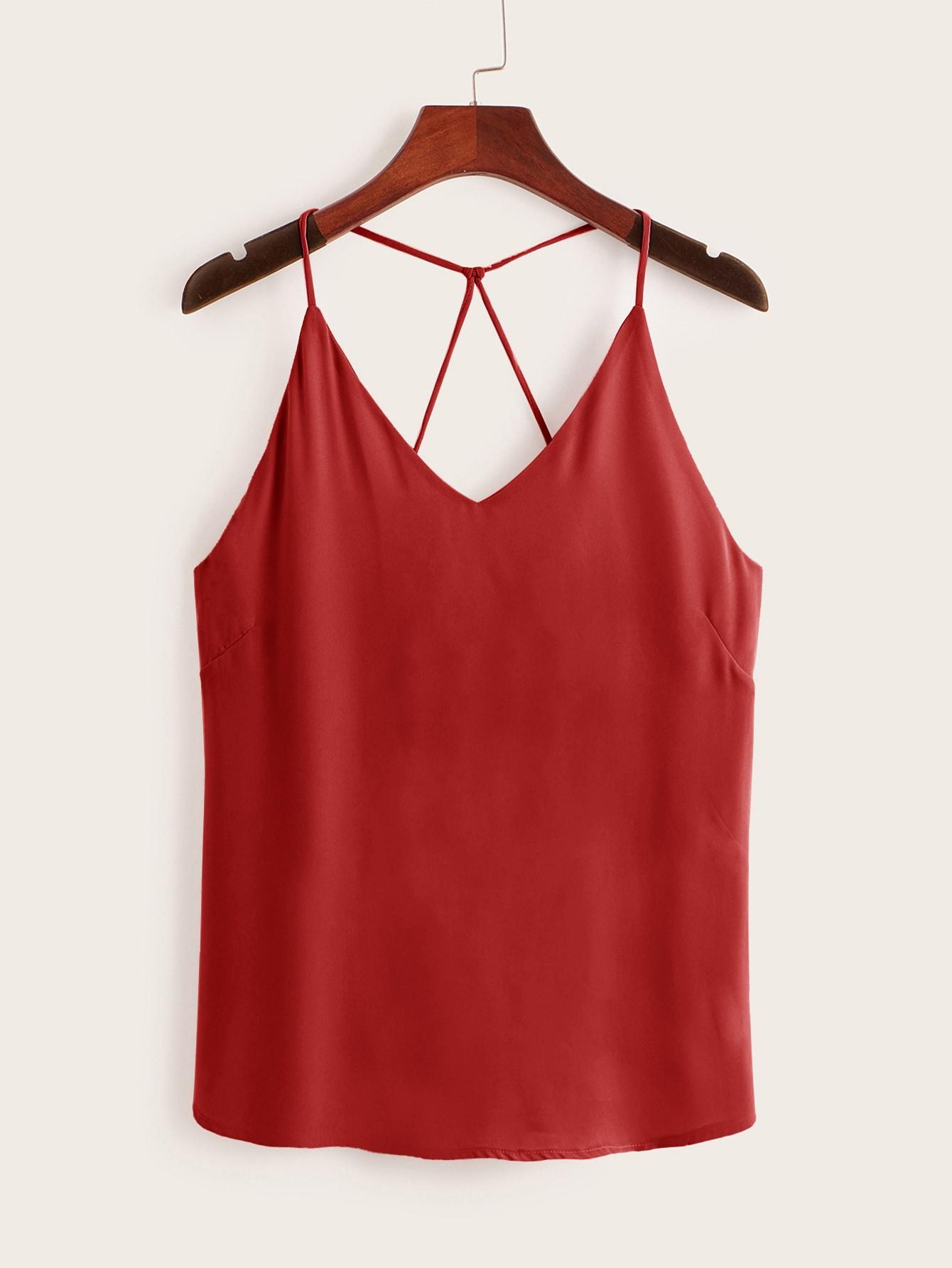 Однотонный топ на бретелях Топ SheIn