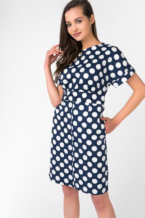 ZARINA Платье миди в горох с бантом Платье ZARINA