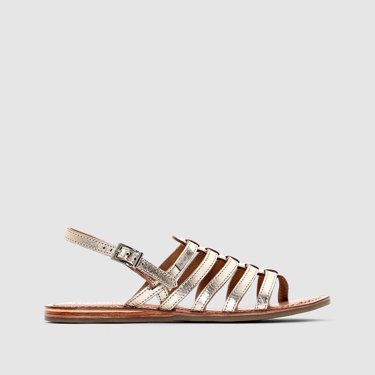 Босоножки  - золотистый,темно-коричневый цвет