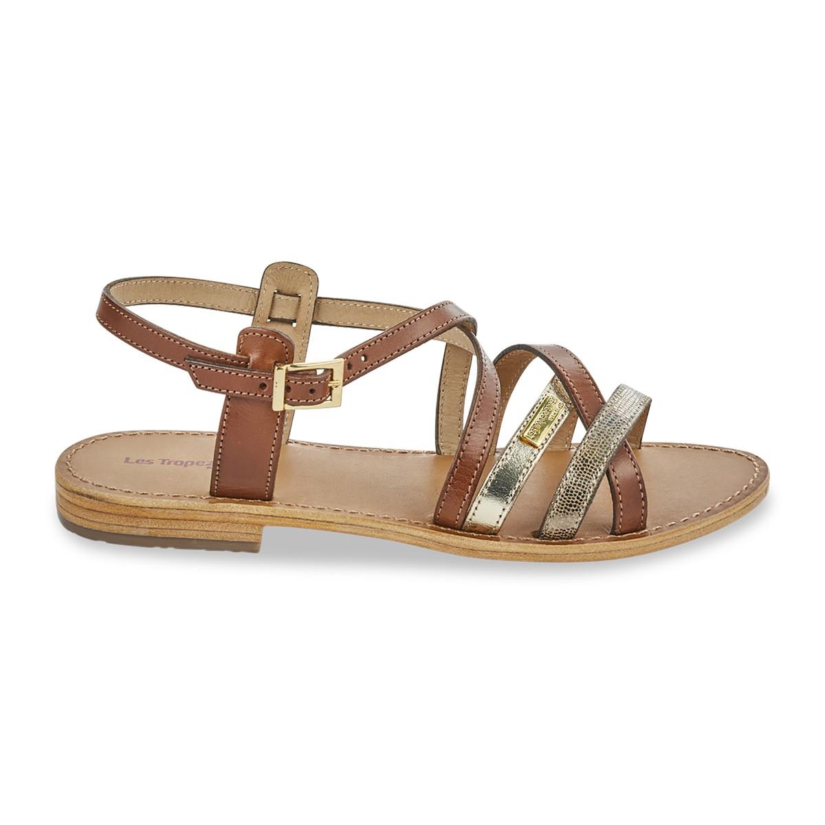 Босоножки  - темно-коричневый,черный/ золотистый цвет