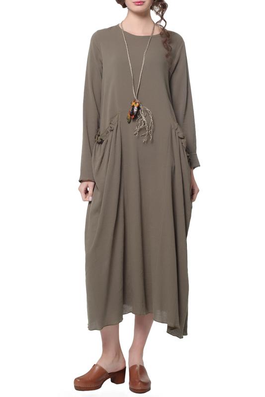 Платье  - Оливковый цвет