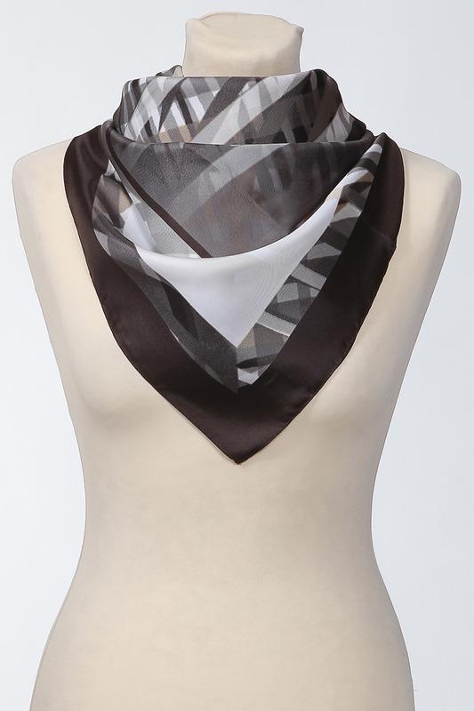 Платок  - Темно-коричневый, бежевый цвет