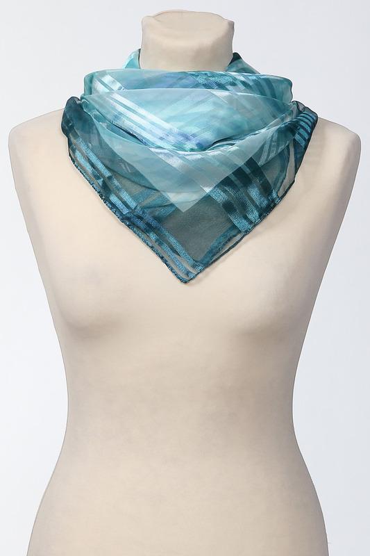 Платок  - Синий, изумрудный цвет