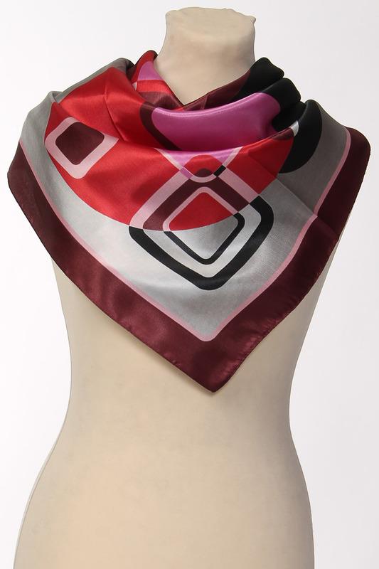 Платок  - Черно-белый, вишневый цвет