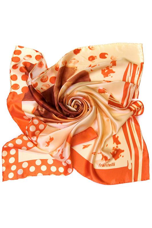 Платок  - Белый, оранжевый цвет