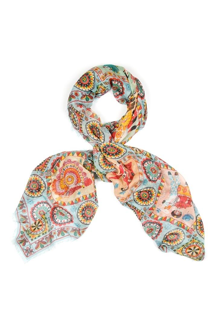 Платок  - голубой, кремовый цвет