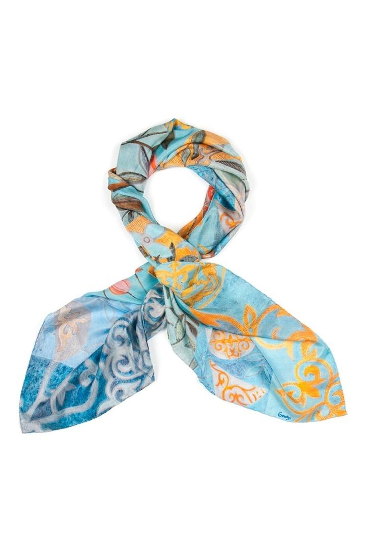 Платок  - голубой, желтый цвет