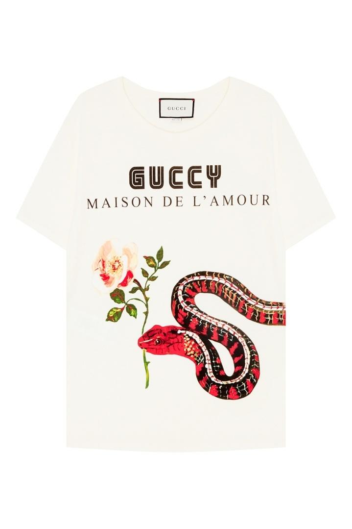 Хлопковая футболка со змеей футболка Gucci