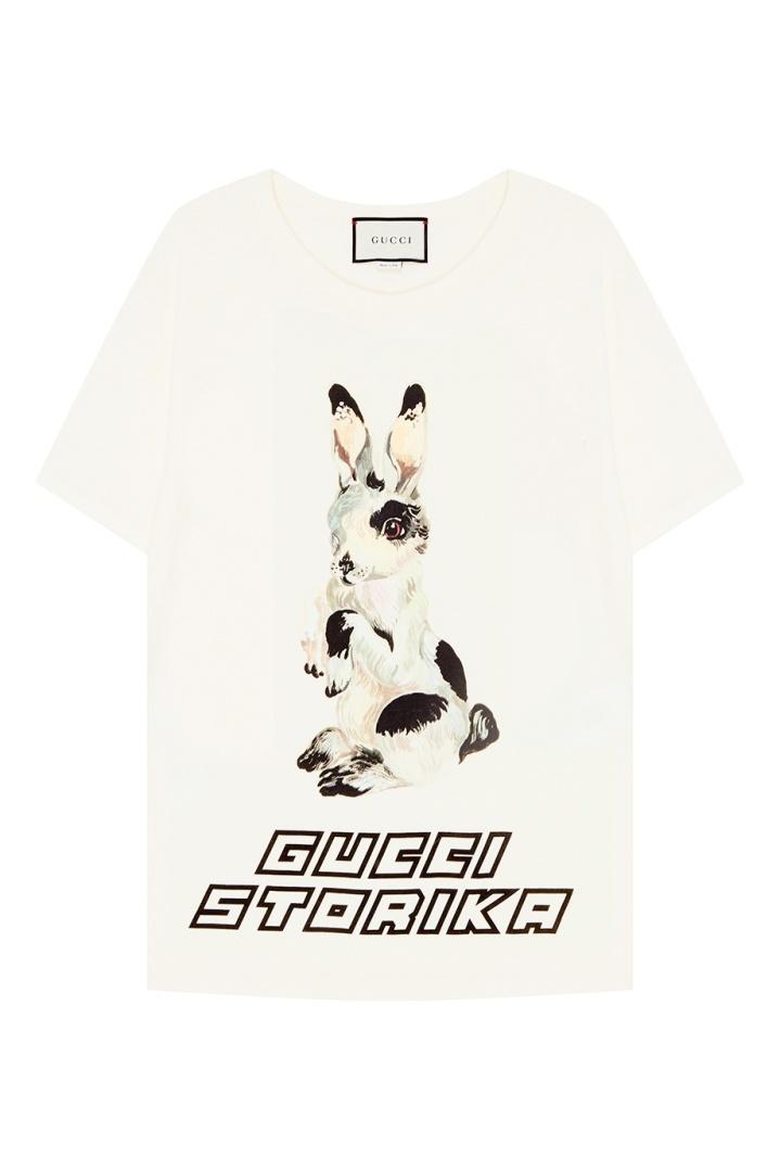 Хлопковая футболка с кроликом футболка Gucci
