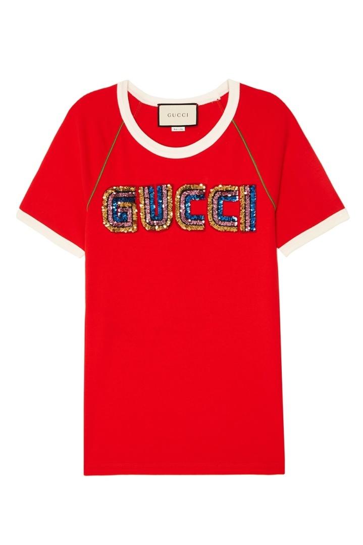 Красная футболка с пайетками футболка Gucci