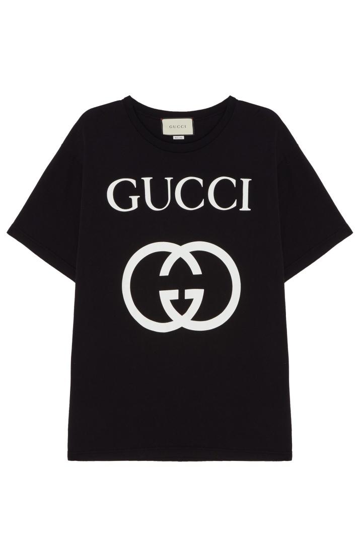 Черная футболка с логотипом футболка Gucci