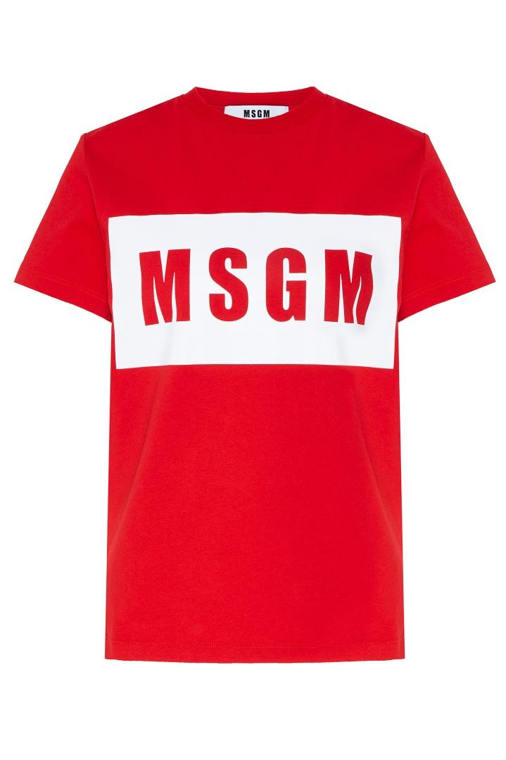 Красная футболка с логотипом футболка MSGM