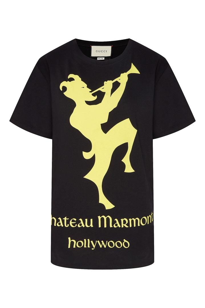 Желто-черная футболка “Chateau Marmont” футболка Gucci