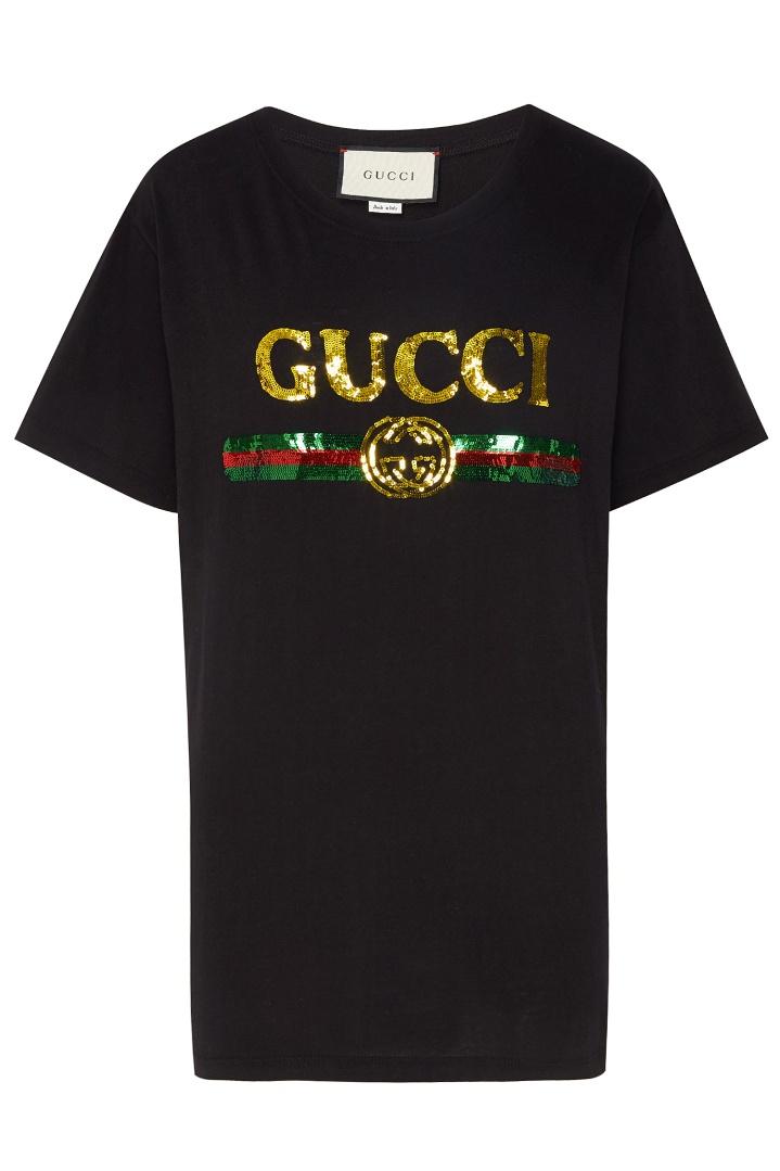 Черная футболка с винтажным логотипом футболка Gucci