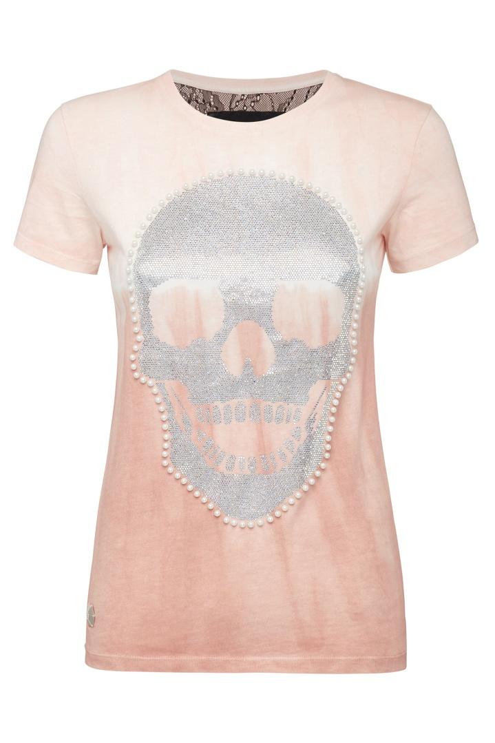 Розовая футболка с черепом футболка Philipp Plein