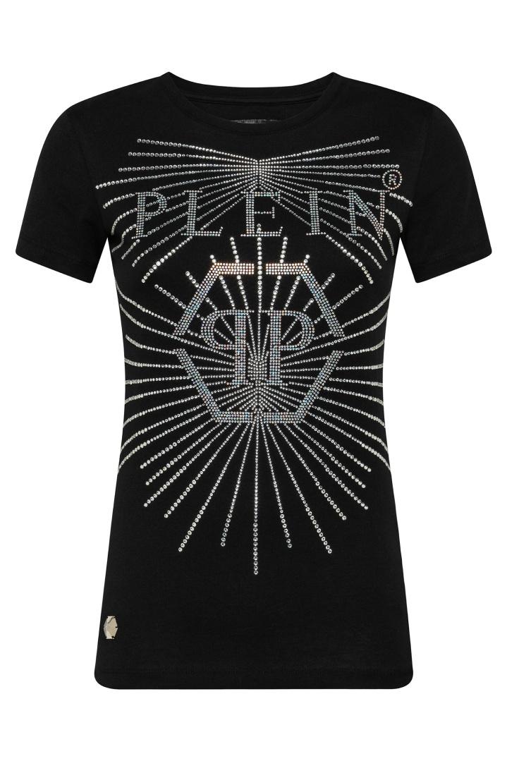 Черная футболка с кристаллами футболка Philipp Plein