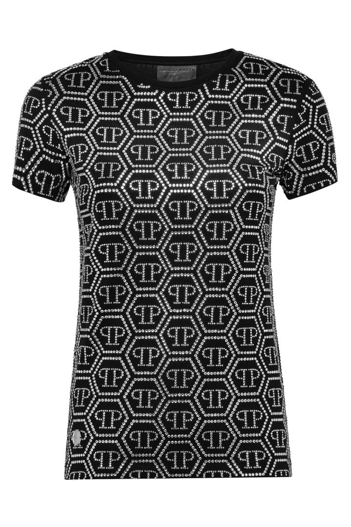 Футболка с монограммами из кристаллов футболка Philipp Plein