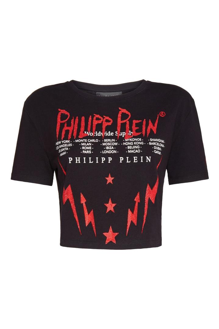 Короткая футболка с контрастной отделкой футболка Philipp Plein