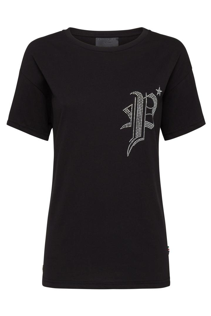 Черная футболка с логотипом на груди футболка Philipp Plein