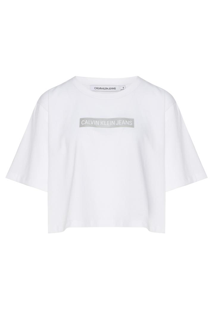 Короткая белая футболка футболка Calvin Klein