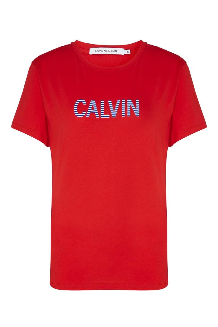 Красная футболка с логотипом футболка Calvin Klein
