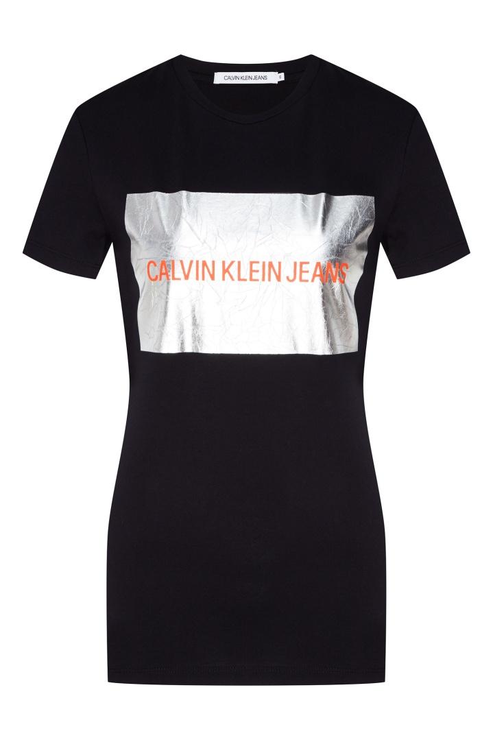 Черная футболка с принтом и логотипом футболка Calvin Klein