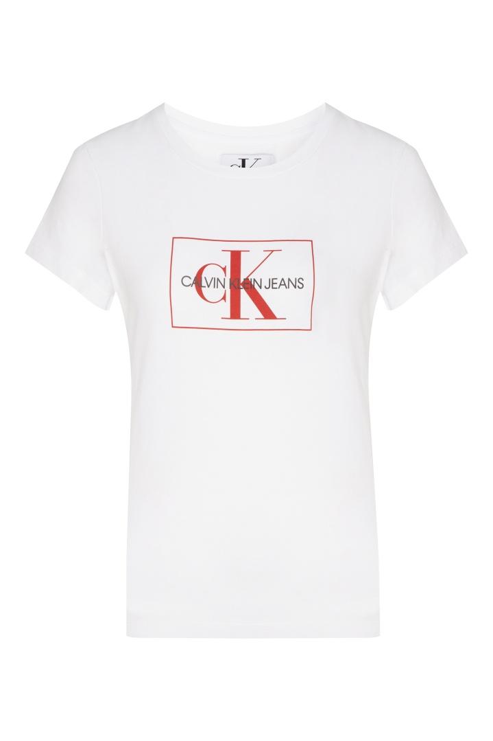 Белая футболка с контрастной монограммой футболка Calvin Klein