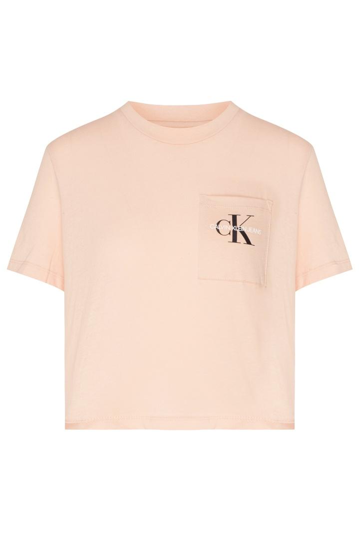 Розовая футболка с нагрудным карманом футболка Calvin Klein