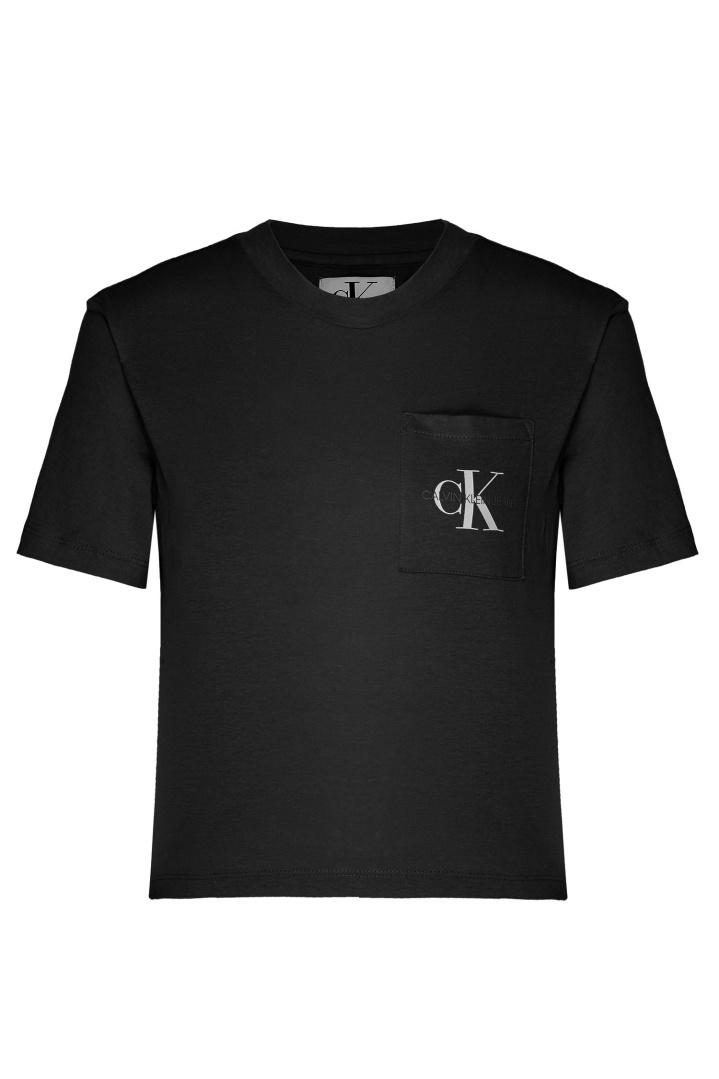 Черная футболка с нагрудным карманом футболка Calvin Klein