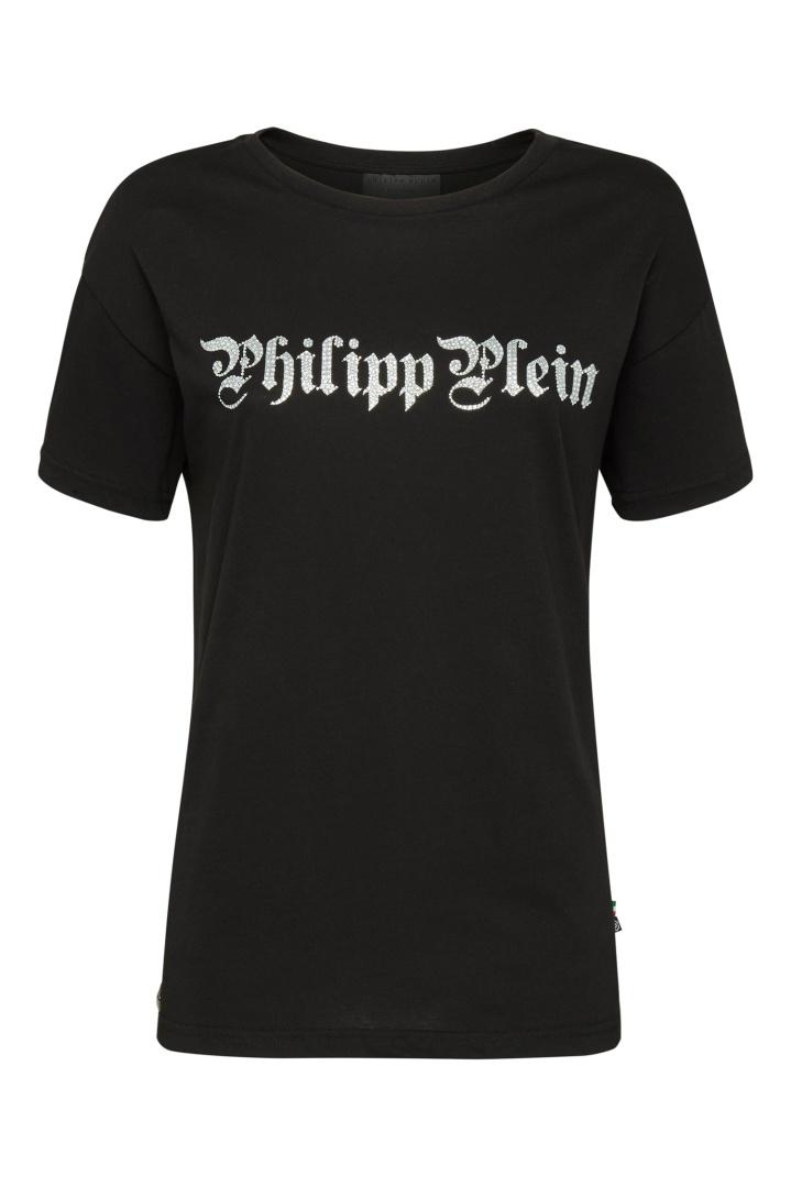 Черная футболка с кристаллами футболка Philipp Plein