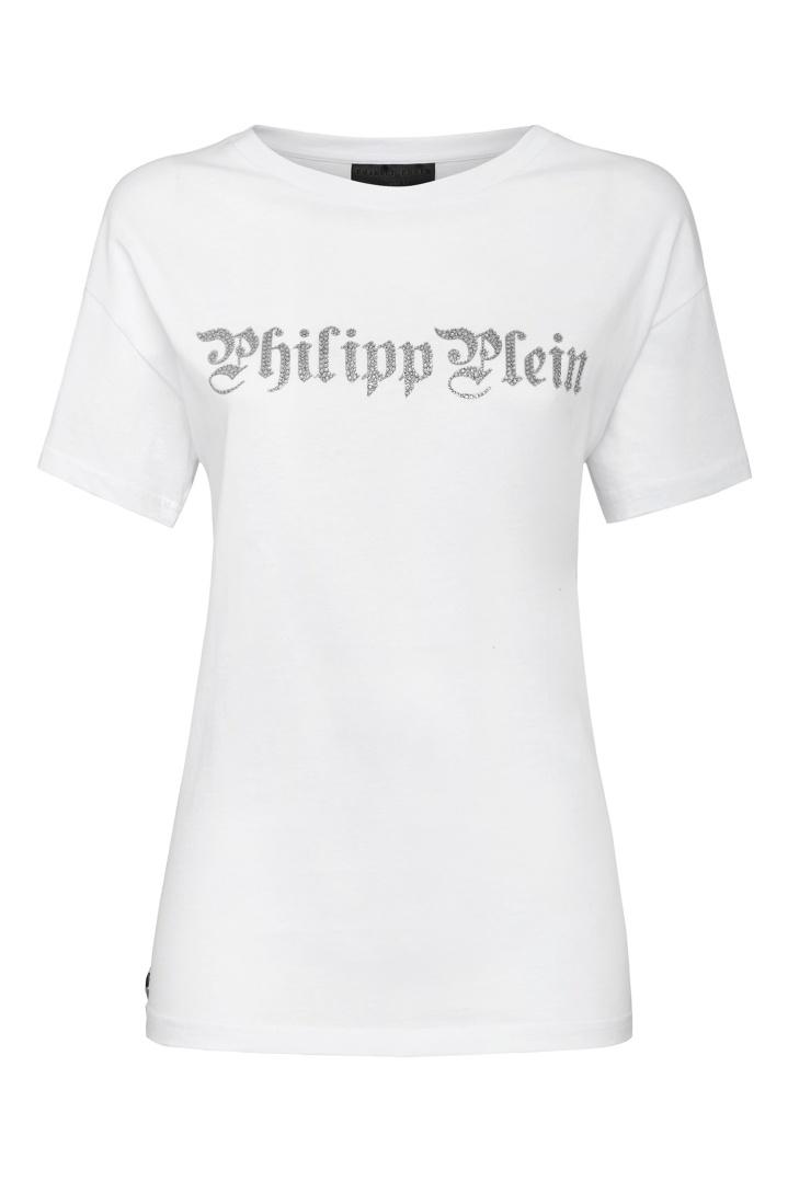 Белая футболка с кристаллами футболка Philipp Plein