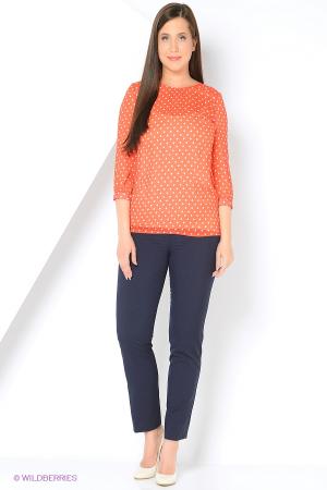 Блузка  - коралловый, белый  цвет