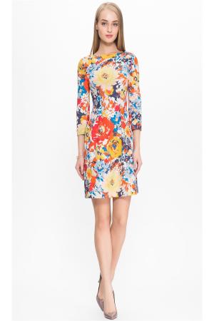 Платье  - синий, красный, желтый  цвет